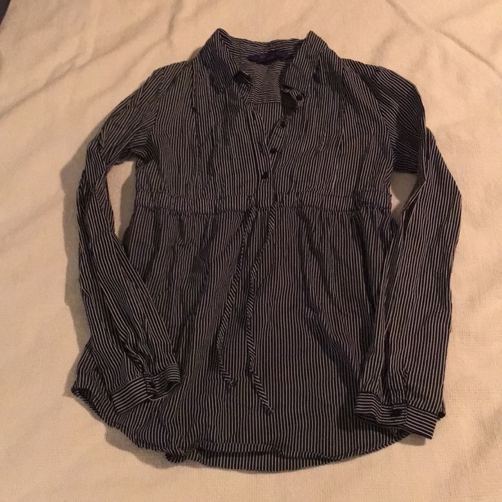Black and white striped dress top. Size M